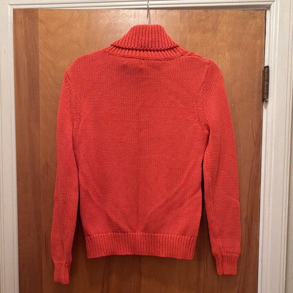 Vintage Woman Lands' End Drifter Cable Fisherman M Orange Preppy Classic - Picture 3 of 8